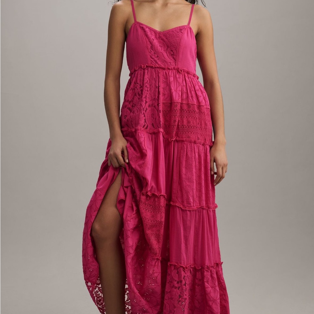 NEW Anthropologie Bhanuni by Jyoti Sleeveless Patchwork Lace Tiered Dress